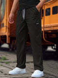kkboxly  Men's Straight Leg Casual Work Pants, Classic Design Waist Drawstring Joggers For Spring Summer Fitness