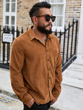kkboxly  Plus Size Men's Olid Textured Shirt For Spring/autumn, Long Sleeve Oversized Shirt For Males, Men's Clothing