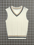 kkboxly  Elegant Slightly Stretch Preppy Vest, Men's Casual Vintage Style V Neck Vest For Fall Winter