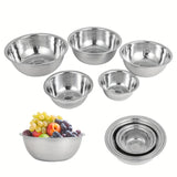 kkboxly 5pcs Stainless Steel Mixing Bowl Set With Measurements - Mirror Finish, Dishwasher Safe, Deep Sides For Salads & Kitchen Use
