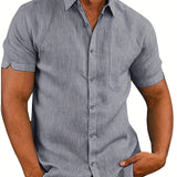 2025 kkboxly  Plus Size Men's Casual Solid Shirt For Outdoor/workout, Trendy Oversized Loose Fit Short Sleeve Shirt Tops For Big & Tall Males, Men's Clothing