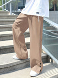kkboxly  Chic Loose Fit Mopping Trousers, Men's Casual Solid Color Straight Leg Pants For Spring Summer