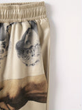 kkboxly kkboxly Men's Casual Oil Painting Finger Print Active Shorts, Drawstring Beach Shorts For Summer Beach Resort