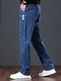 kkboxly Men's Semi-formal Jeans, Chic Classic Design Denim Pants For Business