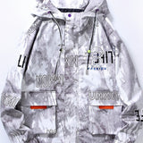 kkboxly  Trendy Robot & Letter Print Jacket For Men, Windproof & Waterproof Zipper Functional Coats For Spring Fall And Winter, Outdoor Men's Wearing