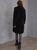 Slant Pockets Lapel Plush Jacket, Casual Long Sleeve Jacket For Fall & Winter, Women's Clothing