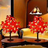 kkboxly 2-pack, Christmas LED Analog Red Flower Tree Light, Thanksgiving Decorations, Living Room Desktop Bonsai Tree, Suitable For Room Decoration, Holiday Party, Wedding Arrangement, This Product Needs 3 AA Batteries To Power On