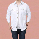 kkboxly  Men's Casual Button Up Long Sleeve Multi-pocket Cotton Cargo Shirt, Men's Clothes For Spring Summer Autumn, Tops For Men