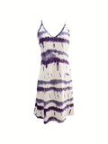 Kkboxly  Tie Dye Striped Spaghetti Dress, Casual V-neck Cami Dress, Women's Clothing