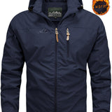kkboxly  Men's Warm Thick Hooded Windbreaker Jacket, Casual Jacket For Fall Winter Outdoor Activities