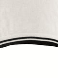 kkboxly  Crew Neck Knitted Striped Cuff Sweater, Men's Casual Warm Chest Pocket Slightly Stretch Pullover Sweater For Fall Winter
