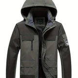 kkboxly  Men's Casual Waterproof Windbreaker Jacket Hooded Coat Regular Fit Coat For Spring Autumn Outdoors Hiking Fishing