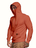 kkboxly  Men's Hoodie, Face Cover Casual Drawstring Hooded Sweatshirt With Multicolor