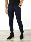 kkboxly  Slim Fit Tapered Slacks, Men's Casual Slightly Stretch Solid Color All Match Pants For All Seasons Business