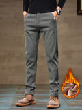 kkboxly Men's Warm Fleece Dress Pants For Fall Winter For Fall Winter