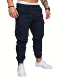 kkboxly  Men's Casual Cotton Pockets Drawstring Outdoor Sports Cargo Pants