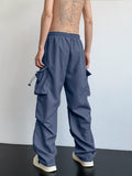 kkboxly  Loose Fit Multi Pocket Cargo Pants, Men's Casual Hip Hop Style Wide Leg Pants For Spring Summer Outdoor