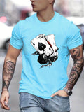 kkboxly  Poker Dice Print, Men's Graphic T-shirt, Casual Comfy Tees For Summer