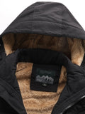 kkboxly  Men's Multi-pocket Windproof Waterproof Cargo Jacket Warm Coats Fleece Lined Military Jackets Cotton With Removable Hood