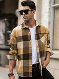 kkboxly  Mens Long Sleeve Flannel Plaid Shirt Jacket Casual Button Down Shirt