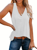 kkboxly  Solid V Neck Tank Top, Casual Sleeveless Tank Top For Summer, Women's Clothing