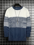 2025 kkboxly  Men's Gradient Crewneck Casual Check Knit Pullover Sweater