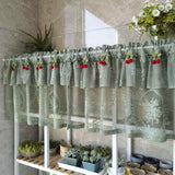 kkboxly 1pc Vintage-Inspired Short Valance Curtains - Rod Pocket Top Voile Half Curtains for Kitchen Windows, Pastoral Cherry Living Room Home Decor with Sheer Embroidery Lace and Classic Design
