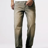 kkboxly Men's Classic Design Loose Fit Distressed Jeans, Casual Street Style Denim Pants For The Four Seasons