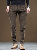 kkboxly kkboxly  Men's Casual Warm Slim Fit Trousers, Semi-Formal cropped Pants For Fall Winter Business Leisure Activities