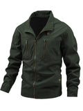 kkboxly  Chic Windbreaker Jacket, Men's Casual Stand Collar Cargo Jacket For Outdoor Activities