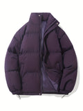 kkboxly  Men's Casual Warm Winter Jacket, Stand Collar Cotton Padded Jacket Coat For Outdoor Activities