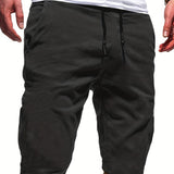 kkboxly  Classic Design Comfy Shorts, Men's Casual Solid Color Waist Drawstring Shorts For Summer Basketball Beach Resort
