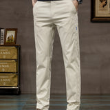 kkboxly kkboxly  Men's Solid Pants With Pockets, Casual Breathable Slim-fit Trousers For Outdoor Activities Gift