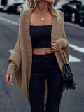 kkboxly  Batwing Sleeve Knit Cardigan, Casual Open Front Solid Sweater, Women's Clothing