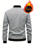 kkboxly  Solid Color Men's Stand Collar Jacket Casual Long Sleeve With Zipper Gym Sports Coat For Spring Fall