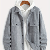 kkboxly  Fashionable And Casual Men's Cardigan Button Long Sleeve Lapel Jacket, Comfortable And Versatile, Suitable For Dates, Suitable For Autumn And Winter