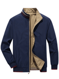 kkboxly  Men's Casual Reversible Zipper Pocket Jacket, Chic Comfy Cotton Stand Collar Jacket