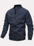 kkboxly  Fashionable Men's Trendy Zipper Versatile Stand Collar Windproof Jacket, Versatile And Comfortable, Suitable For Dates