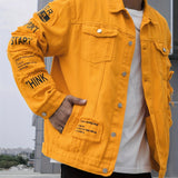 kkboxly  Men's Chic Denim Jacket, Casual Street Style Chest Pocket Button Up Jacket