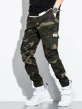 kkboxly  Men's Camo Print Flap Pocket Cargo Pants