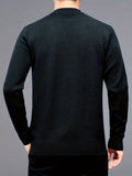kkboxly  Men's Stylish Loose Stripe Pattern Knitted Sweater, Casual Breathable Long Sleeve Crew Neck Top For City Walk Street Hanging Outdoor Activities