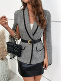 kkboxly  Split Long Sleeve Blazer, Elegant Lapel Open Front Outerwear, Women's Clothing