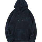 kkboxly Plus Size Women & Men Clothes Men's Soft Drawstring Flannel Hoodie With Kangaroo Pocket, Oversized Loose Clothing, Best Sellers Gifts Best Sellers Gifts