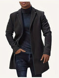 kkboxly  Plus Size Men's Solid Coat Fleece Button Up Jacket Oversized Tops For Spring/autumn, Men's Clothing