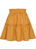 kkboxly  Drawstring Waist Mini Tiered Skirt, Floral Print Vacation Casual Layered Skirt, Women's Clothing