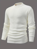 kkboxly  All Match Knitted Sweater, Men's Casual Warm Mid Stretch Round Neck Pullover Sweater For Fall Winter
