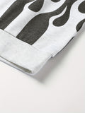 kkboxly  Fire Pattern Print, Men's Sweatshirt, Loose Trendy Pullover, Men's Clothing