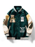 kkboxly Men's Oversize Vintage Baseball Jacket with Embroidered Letters Print - Perfect Gift for Him!