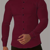 kkboxly  Men's Formal Classic Design Button Up Shirt, Male Clothes For Spring And Fall Business Occasion