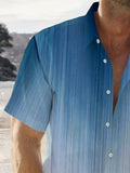 kkboxly  Stylish Hawaiian Resort Shirt for Men - Plus Size Coconut Tree Print Gradient Lapel Collar Summer Clothing for Vacation/Leisurewear